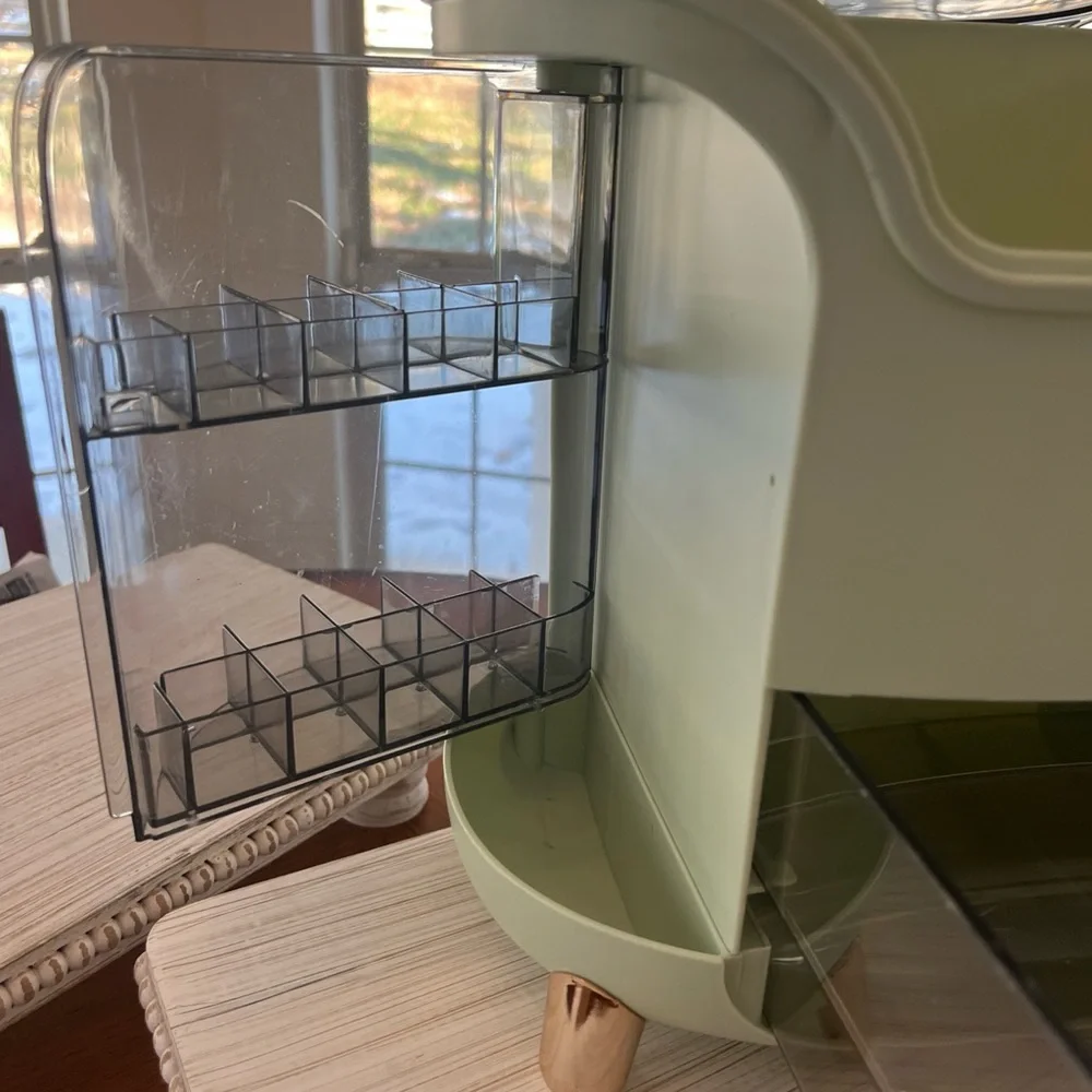 Green Makeup- Storage Box with Drawers